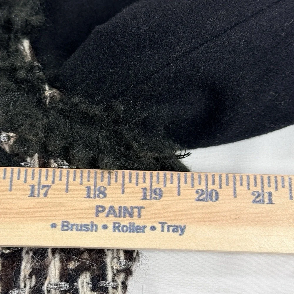 Tory Burch Tweed Fringe Jacket Size 8 Cropped Black Lined Boucle Wool‎ Blend